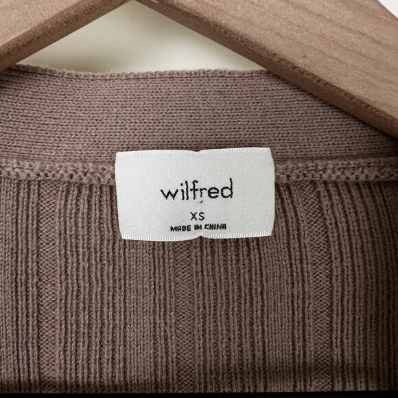 Aritzia Wilfred Merino Wool Plunge Front Cardigan Cropped V-Neck Ribbed Sweater - Picture 3 of 14